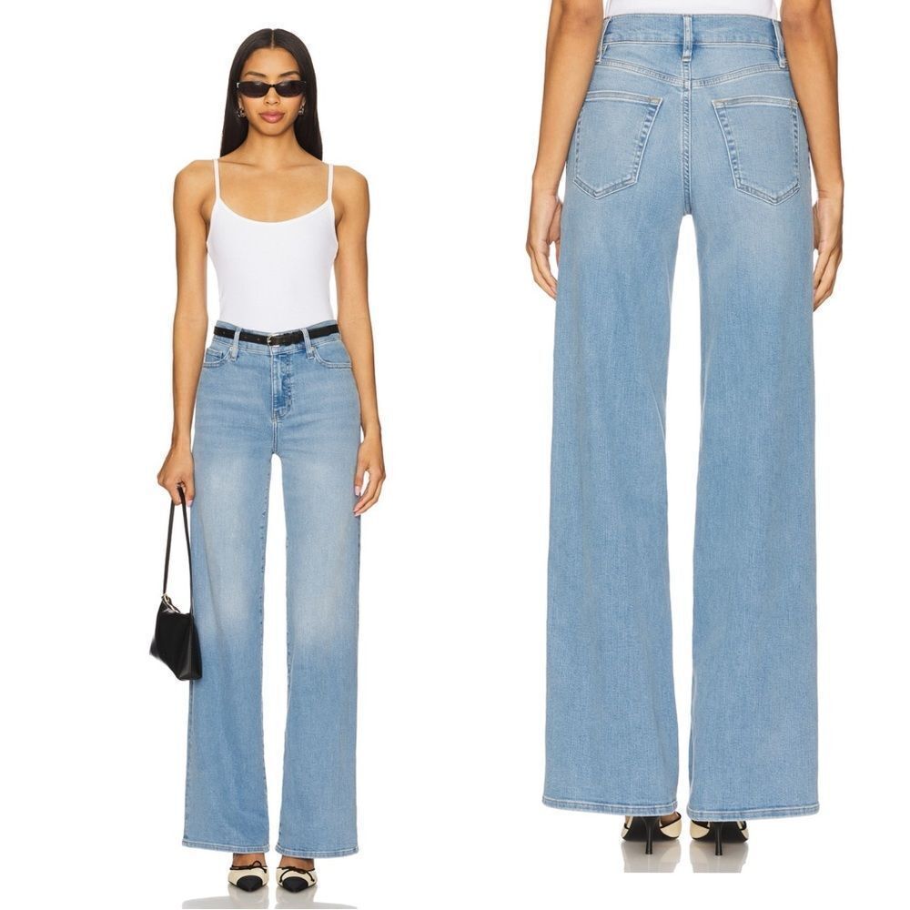 NWT FRAME Le Slim Palazzo Long Jeans in Honeymoon
